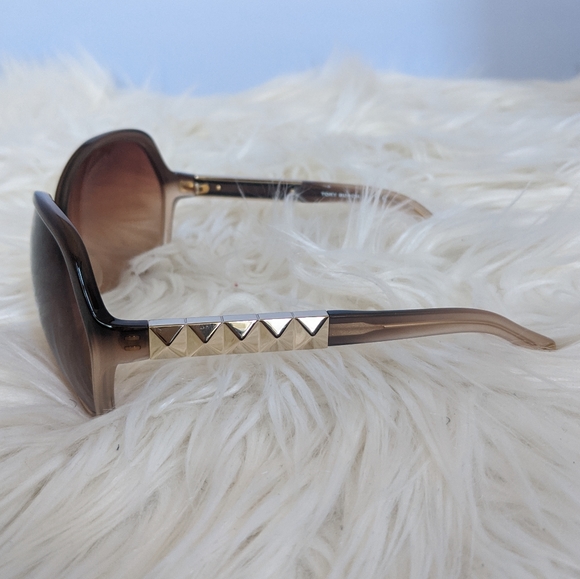 New Tory Burch Gold Pyramid Round Sunglasses - Picture 6 of 8